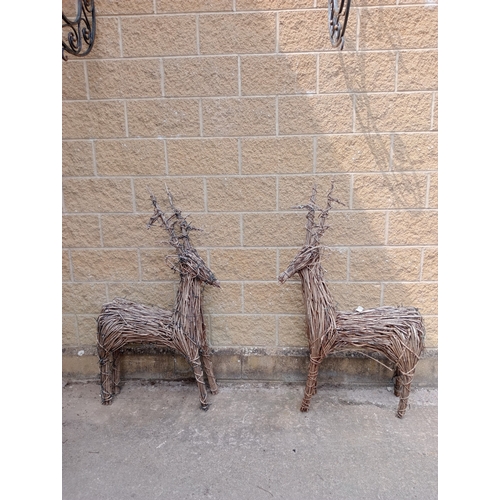 49 - Pair of Stags made from willow.  {H 137cm x W 27cm x D 70cm}. NOT ON SITE FOR VIEWING