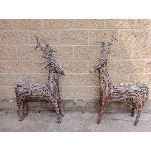 49 - Pair of Stags made from willow.  {H 137cm x W 27cm x D 70cm}. NOT ON SITE FOR VIEWING