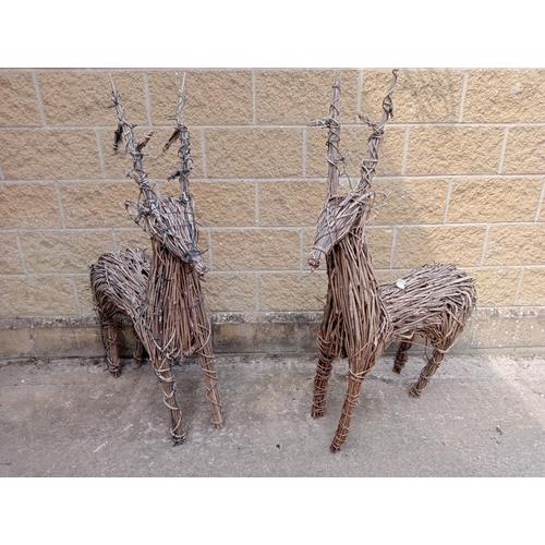 49 - Pair of Stags made from willow.  {H 137cm x W 27cm x D 70cm}. NOT ON SITE FOR VIEWING