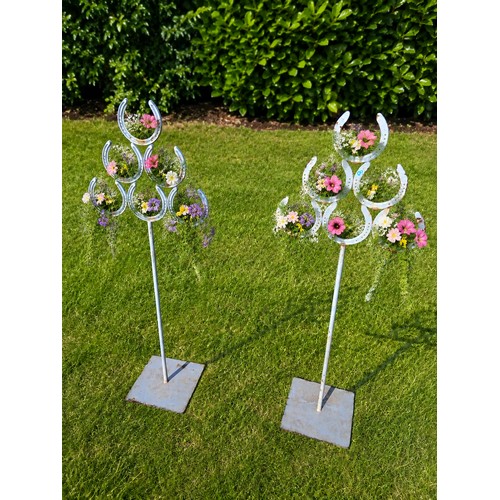 21 - Pair of horse shoe flower holders.  {H 150cm x W 42cm}. (Plants not included) NOT ON SITE FOR VIEWIN... 