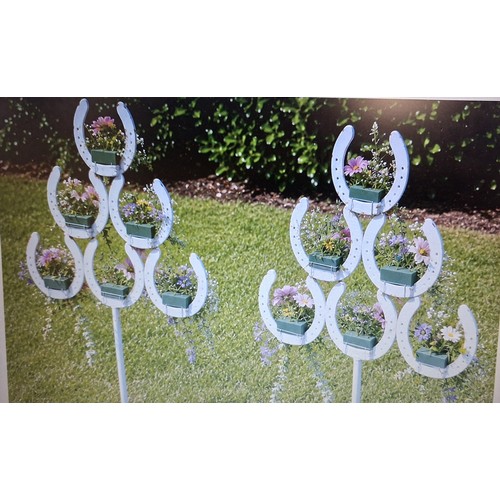 21 - Pair of horse shoe flower holders.  {H 150cm x W 42cm}. (Plants not included) NOT ON SITE FOR VIEWIN... 