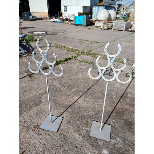 21 - Pair of horse shoe flower holders.  {H 150cm x W 42cm}. (Plants not included) NOT ON SITE FOR VIEWIN... 