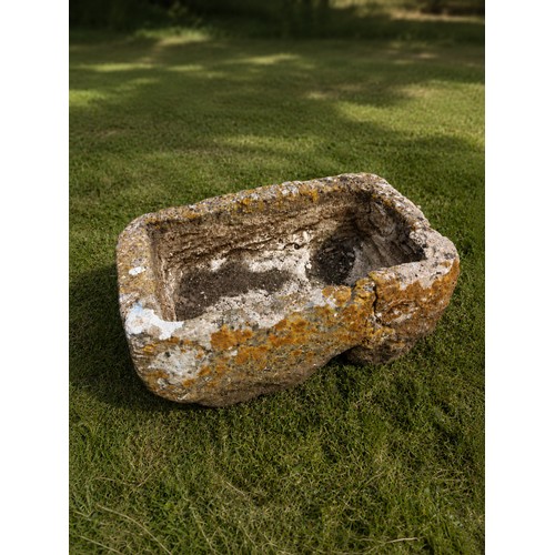 29 - 19th. C.  sandstone trough.  {H 18cm x W 46cm x D 29cm}. NOT ON SITE FOR VIEWING