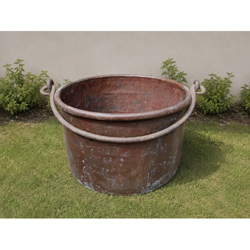 47 - Large copper cauldron planter  {H 30cm x Dia 47cm}. NOT ON SITE FOR VIEWING