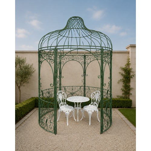 53 - Wrought iron Italian gazebo with scroll and floral decoration.  {H 260cm x W 187cm}. NOT ON SITE FOR... 