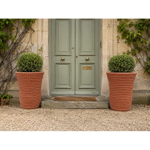 18 - Pair of terracotta planters. {62 cm H x 51 cm Dia.}. (PLANTS NOT INCLUDED)