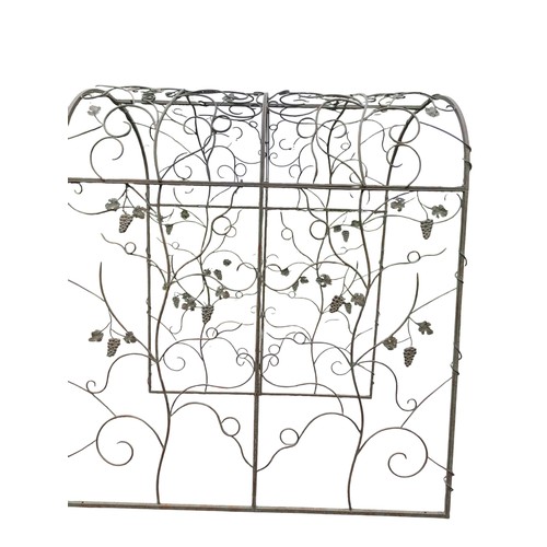 2 - Bronzed metal rose walk decorated with grapes and vine leaves. {231 cm H x 120 cm W x 201 cm D}.