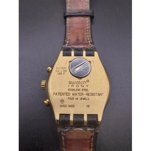 1 - Swatch Irony Men's watch with leather strap.