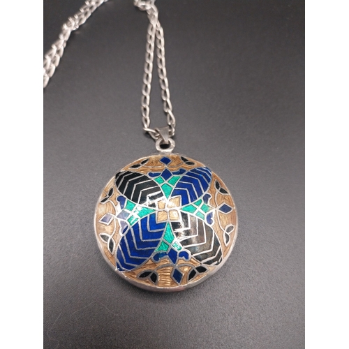 16 - Silver necklace with enamel detail.  Wt: 28.6 grms.