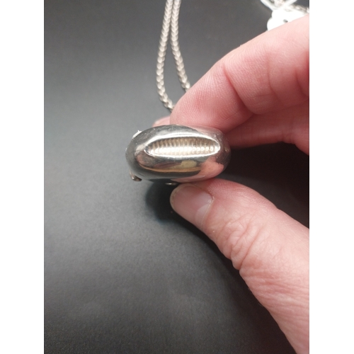 18 - Silver match strike on chain. Hallmarked Silver. 35 cm L. Wt: 30 grms.