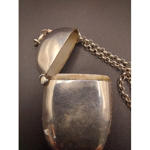 18 - Silver match strike on chain. Hallmarked Silver. 35 cm L. Wt: 30 grms.