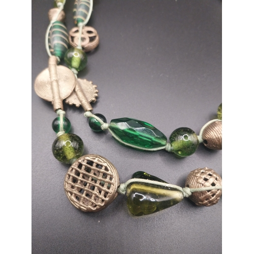 31 - Decorative tribal glass bead necklace.