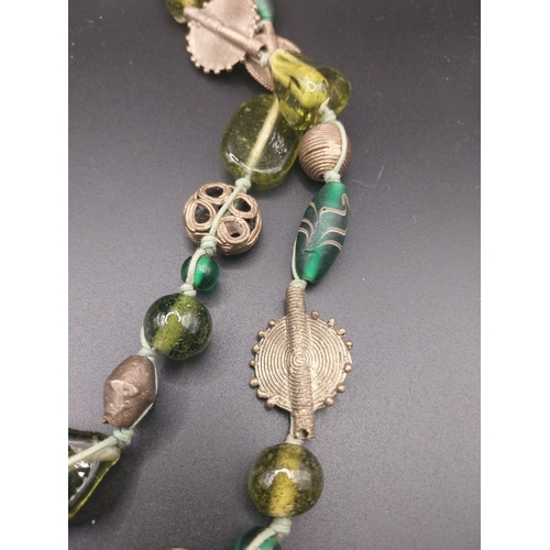 31 - Decorative tribal glass bead necklace.