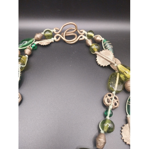 31 - Decorative tribal glass bead necklace.
