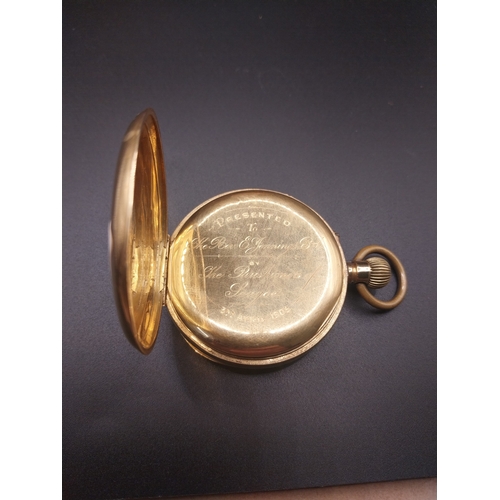 32 - 18 ct  gold Men's pocket watch. Wt: 104.2 grms.