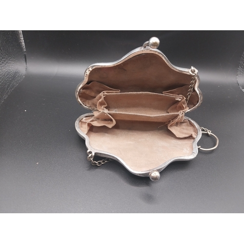 33 - Silver plated Ladies purse. Wt: 90 grms.
