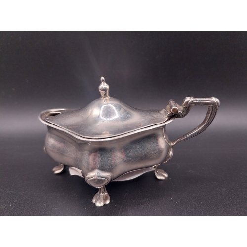 41 - Silver Mustard pot. Hallmarked rubbed. Wt: 46.9 grms.