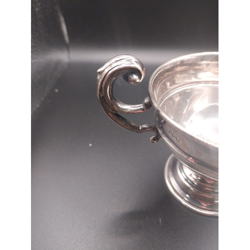 47 - Silver trophy. Hallmarked Dublin.  {9 cm H  x 12 cm W}. Wt: 79.5 grms.