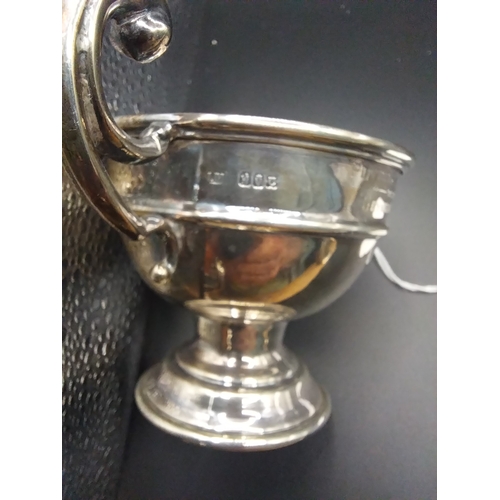 47 - Silver trophy. Hallmarked Dublin.  {9 cm H  x 12 cm W}. Wt: 79.5 grms.