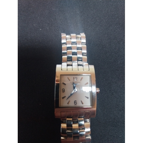 5 - Longines Stainless Steel Ladies watch.  9cm W when open.
