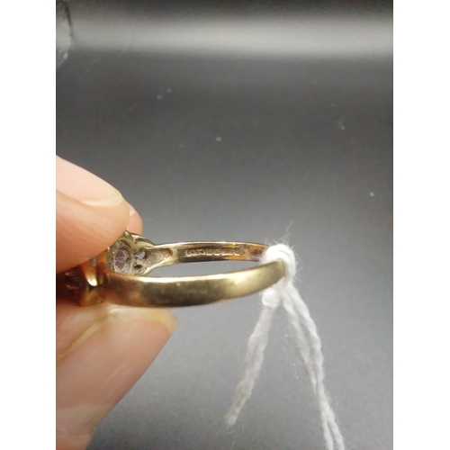 50 - 9 ct gold diamond and amethyst ring. Size M.