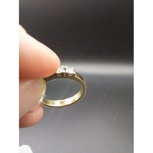 51 - 18 ct gold diamond ring. Size J.