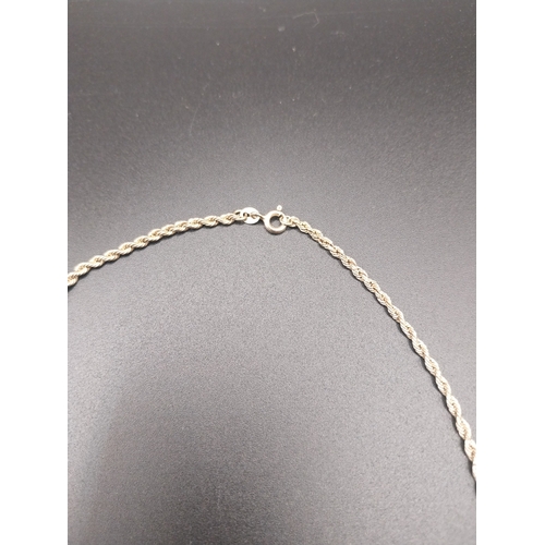 55 - 9 ct gold twist rope chain necklace. 44 cm L. Wt: 1.5 grms.