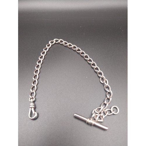 9 - T-Bar silver bracelet.  25 cm L. Wt: 18.5 grms
