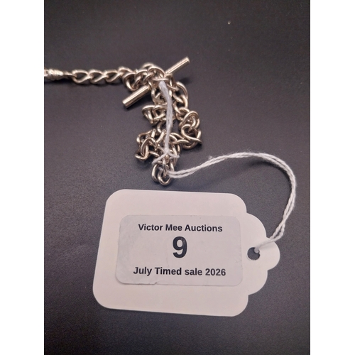 9 - T-Bar silver bracelet.  25 cm L. Wt: 18.5 grms