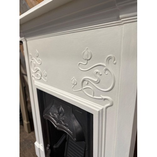 1 - Art Nouveau fireplace with insert. {128 cm H x 109 cm W x 22 cm D}.