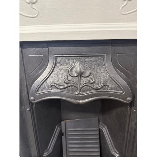 1 - Art Nouveau fireplace with insert. {128 cm H x 109 cm W x 22 cm D}.