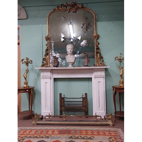 3 - Irish William IV statutory Carrera marble fire surround decorated with carved shell and acanthus lea... 