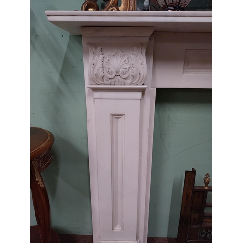 3 - Irish William IV statutory Carrera marble fire surround decorated with carved shell and acanthus lea... 