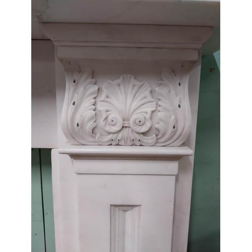 3 - Irish William IV statutory Carrera marble fire surround decorated with carved shell and acanthus lea... 