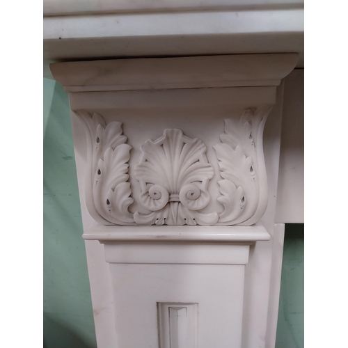 3 - Irish William IV statutory Carrera marble fire surround decorated with carved shell and acanthus lea... 