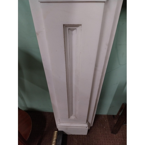 3 - Irish William IV statutory Carrera marble fire surround decorated with carved shell and acanthus lea... 