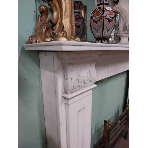 3 - Irish William IV statutory Carrera marble fire surround decorated with carved shell and acanthus lea... 