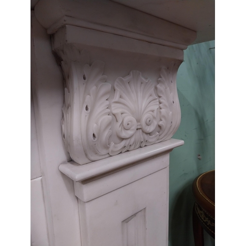 3 - Irish William IV statutory Carrera marble fire surround decorated with carved shell and acanthus lea... 