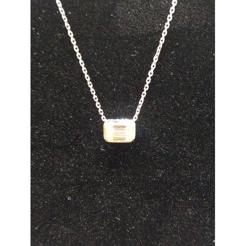 5 - Lab grown 1.04 ct diamond and 18 ct white gold Emerald cut single stone pendant.