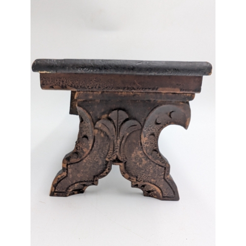 115 - 19th C. Irish scumbled pine miniature table. {14 cm H x 30 cm W x 15 cm D}.