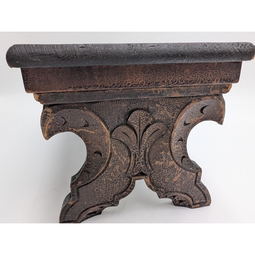 115 - 19th C. Irish scumbled pine miniature table. {14 cm H x 30 cm W x 15 cm D}.