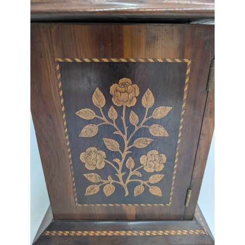 143 - 19th C. Irish Killarney wood arbutus and marquetry Cigar cabinet, the lid inlaid with vignette of Gl... 