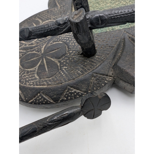 16 - Collection of three 19th C. Irish bog oak desk sets carved with Shamrocks. {6 cm  H x  13 cm W to 5 ... 