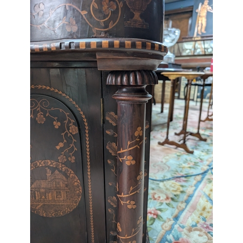 206 - 19th. C. Irish Killarney wood arbutus and marquetry davenport the raised panel back inlaid with a ce... 
