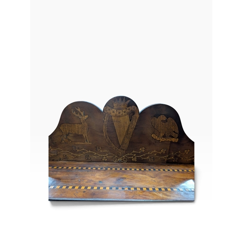 206 - 19th. C. Irish Killarney wood arbutus and marquetry davenport the raised panel back inlaid with a ce... 