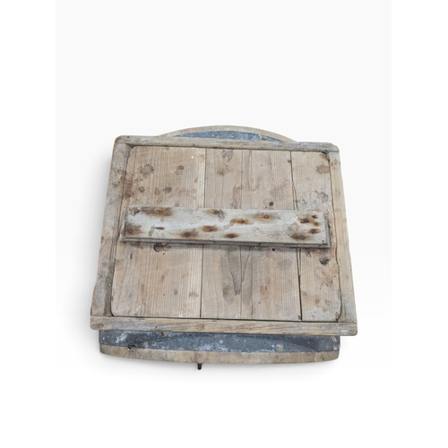 207 - 19th C. Irish pine metal bound butter churn. {48 cm H x 43 cm W x 34 cm D}.