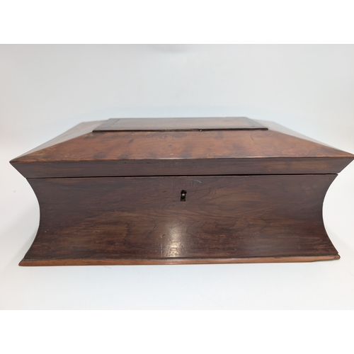 23 - 19th C. Irish Killarney wood inlaid sewing box with label Neatte Maker Killarney.  {12 cm H x 33 cm ... 