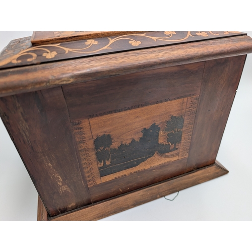 24 - 19th C. Irish Killarney wood arbutus and marquetry jewellery box, the lid inlaid with  Shamrocks and... 