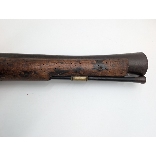 26 - 19th C. Irish percussion capped blunderbuss with original ramrod by Fowler stamped DU-319.