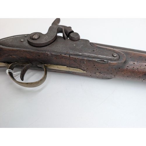 26 - 19th C. Irish percussion capped blunderbuss with original ramrod by Fowler stamped DU-319.